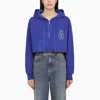 GOLDEN GOOSE NAVY BLUE CROPPED HOODIE