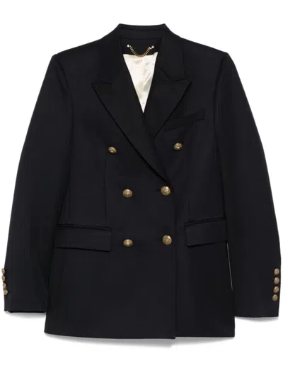 GOLDEN GOOSE NAVY BLUE DOUBLE-BREASTED JACKET WITH FLAP POCKETS