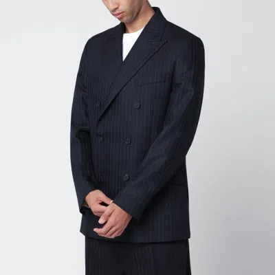 Golden Goose Navy Blue Pinstripe Double-breasted Jacket