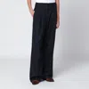 Golden Goose Navy Blue Pinstripe Trousers In Black