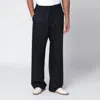 Golden Goose Navy Blue Pinstripe Trousers In Black