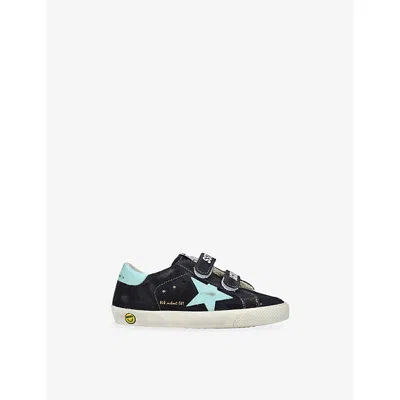 Golden Goose Navy Kids' Old School Strap Suede Trainers Eur 26 / 8.5 Uk