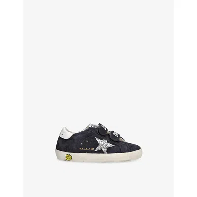 Golden Goose Navy Kids' Old School Suede Trainers Eur 25 /7.5 Uk In Black