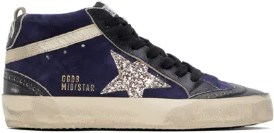 Golden Goose Navy Mid Star Sneakers In 50828 Blue/navy