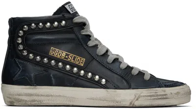 Golden Goose Navy Women's Slide Sneakers In 90100 Black