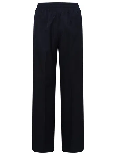 Golden Goose Navy Wool Blend Trousers In Dark Blue