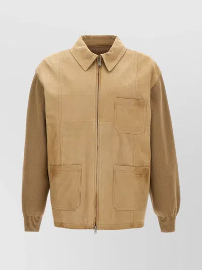 GOLDEN GOOSE 'NEIL' COLLAR JACKET WITH RIBBED ACCENTS