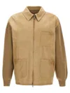 Golden Goose 'neil' Collar Jacket With Ribbed Accents In Beige