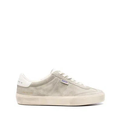 Golden Goose Distressed Suede Panelled Low Top Sneakers In Beige