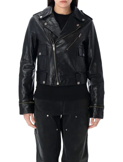 Golden Goose Deluxe Brand Cracked Effect Leather Biker Jacket In Black