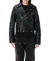 Golden Goose Shiny Black Sheepskin Biker Jacket With Sturdy Zip In Black