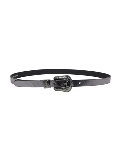 Golden Goose New Belt Lace Metallic Patent Leather In Black