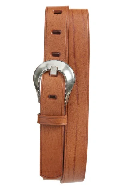 Golden Goose New Tex Washed Leather Belt In Marrone