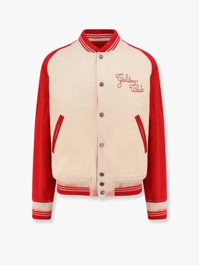 Golden Goose Nic Cotton Jacket With Maxi Golden Club Embroidery In Multi