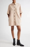 Golden Goose Nicky Oversize Denim Short Sleeve Button-up Shirt In Shadow Gray