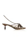 Golden Goose Nico Laminated Wrinkled Leather Kitten Heels In Silver
