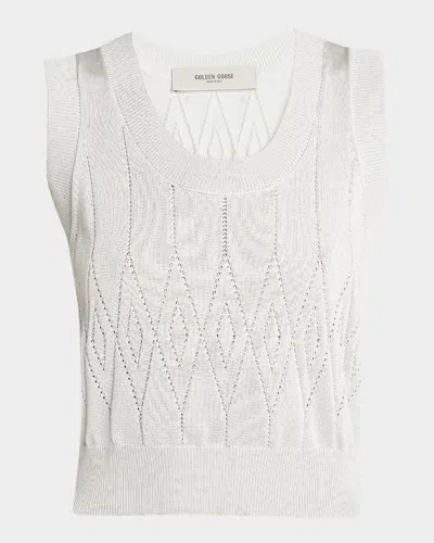 Golden Goose Nikita Argyle Knit Tank Top In White