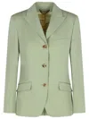 Golden Goose Light Green Single-breasted Jacket In Wool In Green