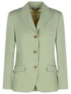 Golden Goose Light Green Single-breasted Jacket In Wool In Green