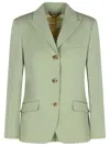 Golden Goose Light Green Single-breasted Jacket In Wool In Green