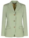 Golden Goose Light Green Single-breasted Jacket In Wool In Green