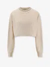 Golden Goose "journey W`s" Cropped Crew Neck Sweatshirt Overprinted Cotton Fleece Vintage Treatment In Gray