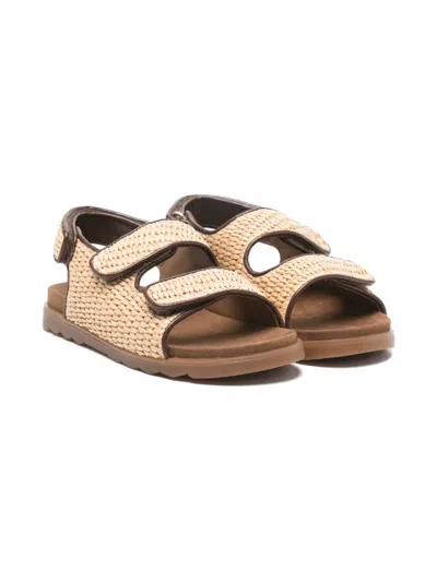 Golden Goose Kids' Noa Raffia Strap Sandals In Neutral