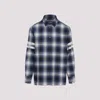 Golden Goose Multicolor Shirt With Check Motif And Stripes On The Sleeves In Ice Indigo