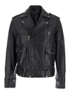 Golden Goose Leather Jacket With Zip Fastening And Pockets In Black