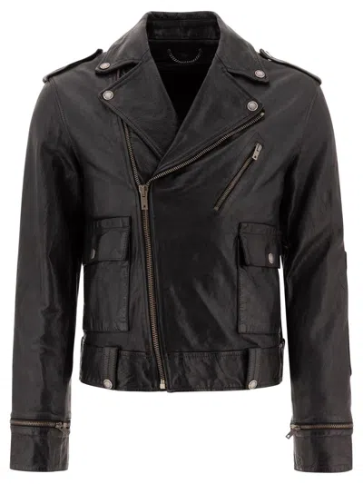 Golden Goose Leather Jakcet In Black