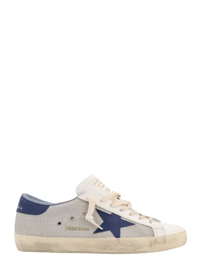 Golden Goose "super-star Sneakers In Mesh And Leather In Grey,white,blue