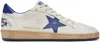 Golden Goose Ball Star Sneakers In White Nappa Leather With Light Blue Laminated Leather Star And Heel Tab In White/bluette