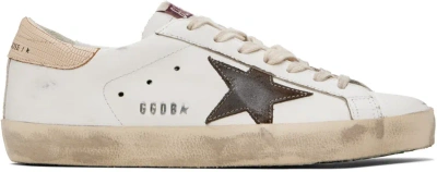 Golden Goose Off-white & Brown Super-star Sneakers In 11706 Optic White/br