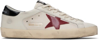 Golden Goose Off-white & Burgundy Super-star Double Quarter Sneakers In 11715 White/pomegran