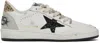 Golden Goose Ballstar Leather Upper And Toe Glitter Star And Heel Suede Spur Shoes In Wht/blk/gld/ice10750