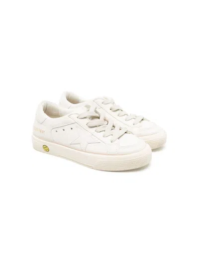 Golden Goose Kid's May Tonal Suede Low-top Trainers, Kids In Opticwhite