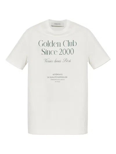 GOLDEN GOOSE OFF WHITE LOGO PRINT T-SHIRT