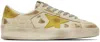 Golden Goose Leather Star Round Toe Distressed Sneakers In Beige/honey