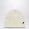 Golden Goose Off White Wool Cap With Little Star In Print