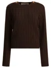 Golden Goose Textured Ribbed Wool Sweater With Button Detail In Brown