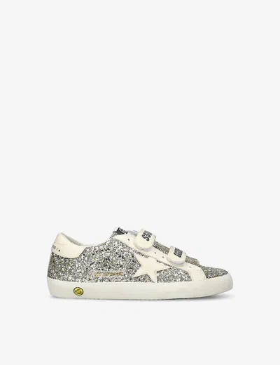 GOLDEN GOOSE OLD SCHOOL GLITTER-EMBELLISHED LEATHER LOW-TOP TRAINERS 9-12 YEARS GOLD EUR 36 /3.5 UK