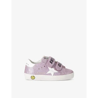 Golden Goose Kids' Pink Old School Glitter-embellished Woven Low-top Traine