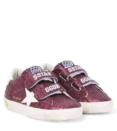 Golden Goose Old School Glitter Leather Sneakers In 82469 Bordeaux/white