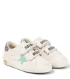 Golden Goose Old School Glitter Leather Sneakers In White