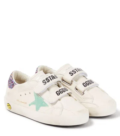 Golden Goose Kids' Old School Glitter Leather Sneakers In White