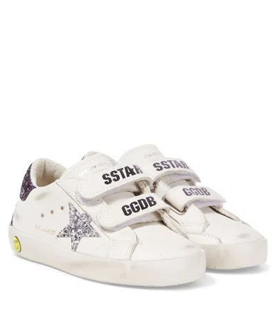 Golden Goose Kids' Old School Glitter Leather Sneakers In White