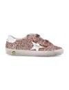 Golden Goose Old School Glitter Leather Sneakers In Peach/white