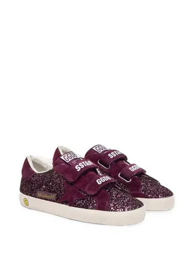 Golden Goose Babies' Old School Glitter Sneakers In Burgundy