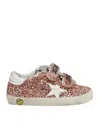 Golden Goose Old School Low Trainer In Peach/white Glitter In Pink