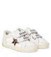 Golden Goose Kids Old School Leather Sneakers With Pony Hair Star In Multi